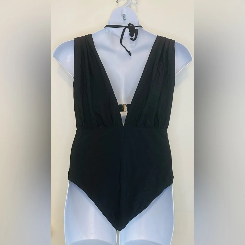 LilyLove Plunge One-Piece Swimsuit with Optional Bra Top, size XL